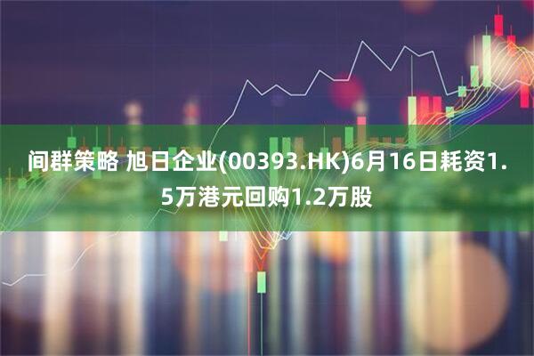 间群策略 旭日企业(00393.HK)6月16日耗资1.5万港元回购1.2万股