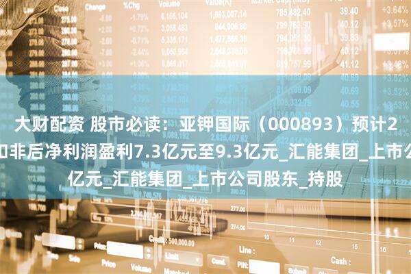 大财配资 股市必读：亚钾国际（000893）预计2025年1-6月扣非后净利润盈利7.3亿元至9.3亿元_汇能集团_上市公司股东_持股